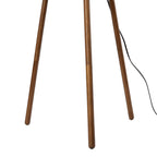 Lucande Marlow three-legged floor lamp, dark wood/white