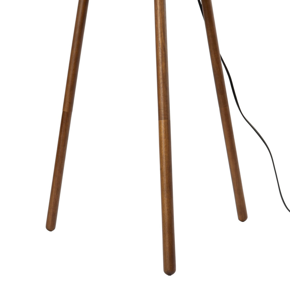 Lucande Marlow three-legged floor lamp, dark wood/white