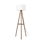 Lucande Marlow three-legged floor lamp, dark wood/white
