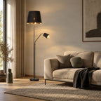 Efalia 69" Black and Gold Floor Lamp with Reading Light