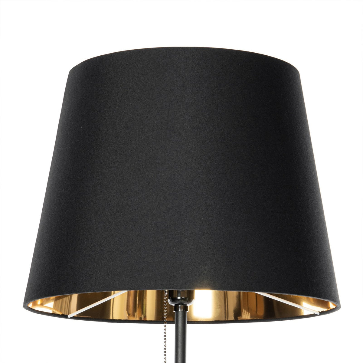 Lucande Efalia floor lamp, black and gold, fabric, reading spotlight