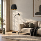 Efalia 69" Black and Gold Floor Lamp with Reading Light