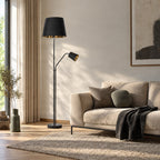 Efalia 69" Black and Gold Floor Lamp with Reading Light