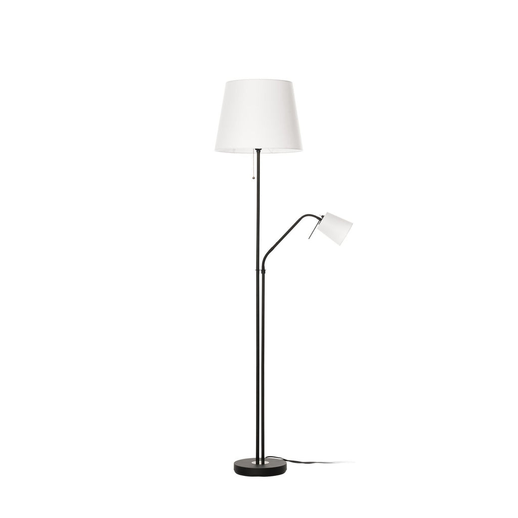 Lucande Efalia floor lamp, black and white, fabric, reading spotlight