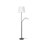 Lucande Efalia floor lamp, black and white, fabric, reading spotlight