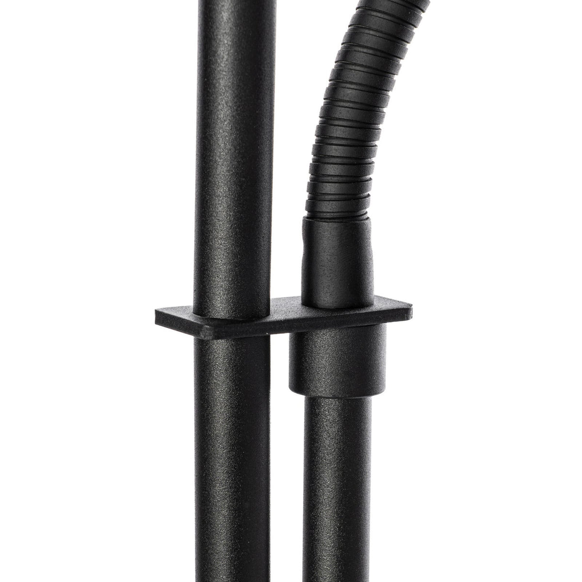 Lucande Efalia floor lamp, black and white, fabric, reading spotlight
