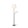 Lucande Efalia floor lamp, black and white, fabric, reading spotlight