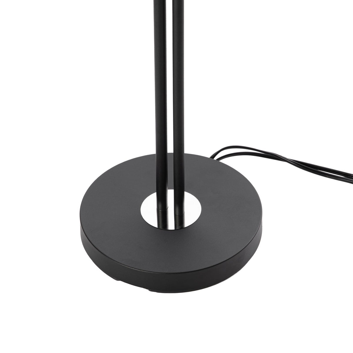 Lucande Efalia floor lamp, black and white, fabric, reading spotlight