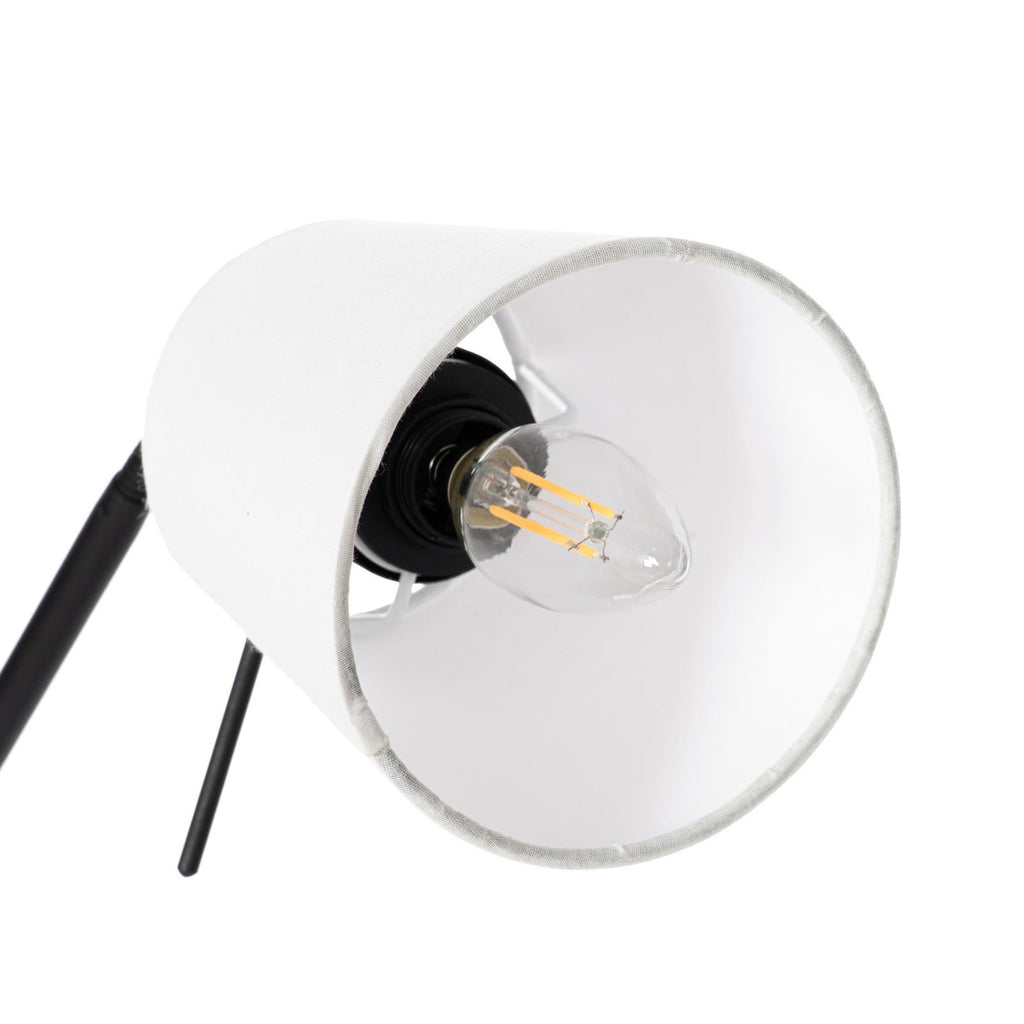 Lucande Efalia floor lamp, black and white, fabric, reading spotlight