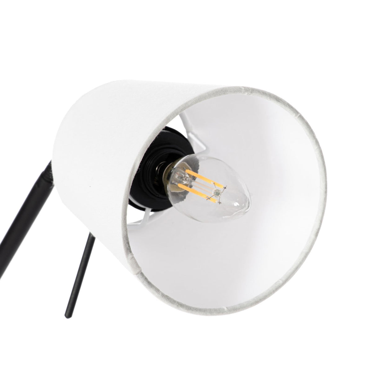 Lucande Efalia floor lamp, black and white, fabric, reading spotlight