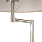 Lucande Zinia floor lamp, nickel/white, shelf, USB