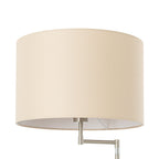 Lucande Zinia floor lamp, nickel/white, shelf, USB