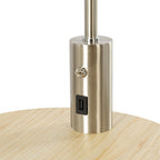 Lucande Zinia floor lamp, nickel/white, shelf, USB