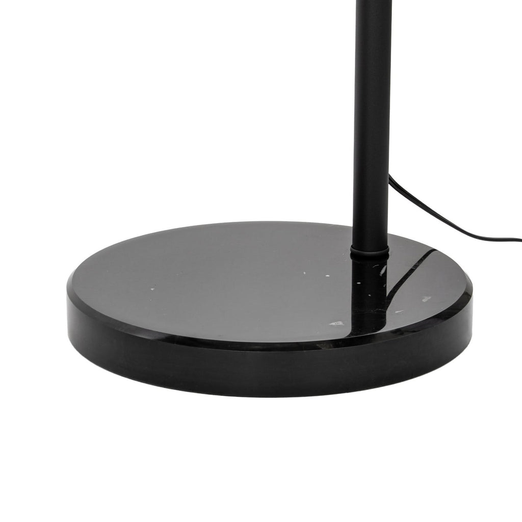 Lucande Solenne arc lamp, black, marble base, metal