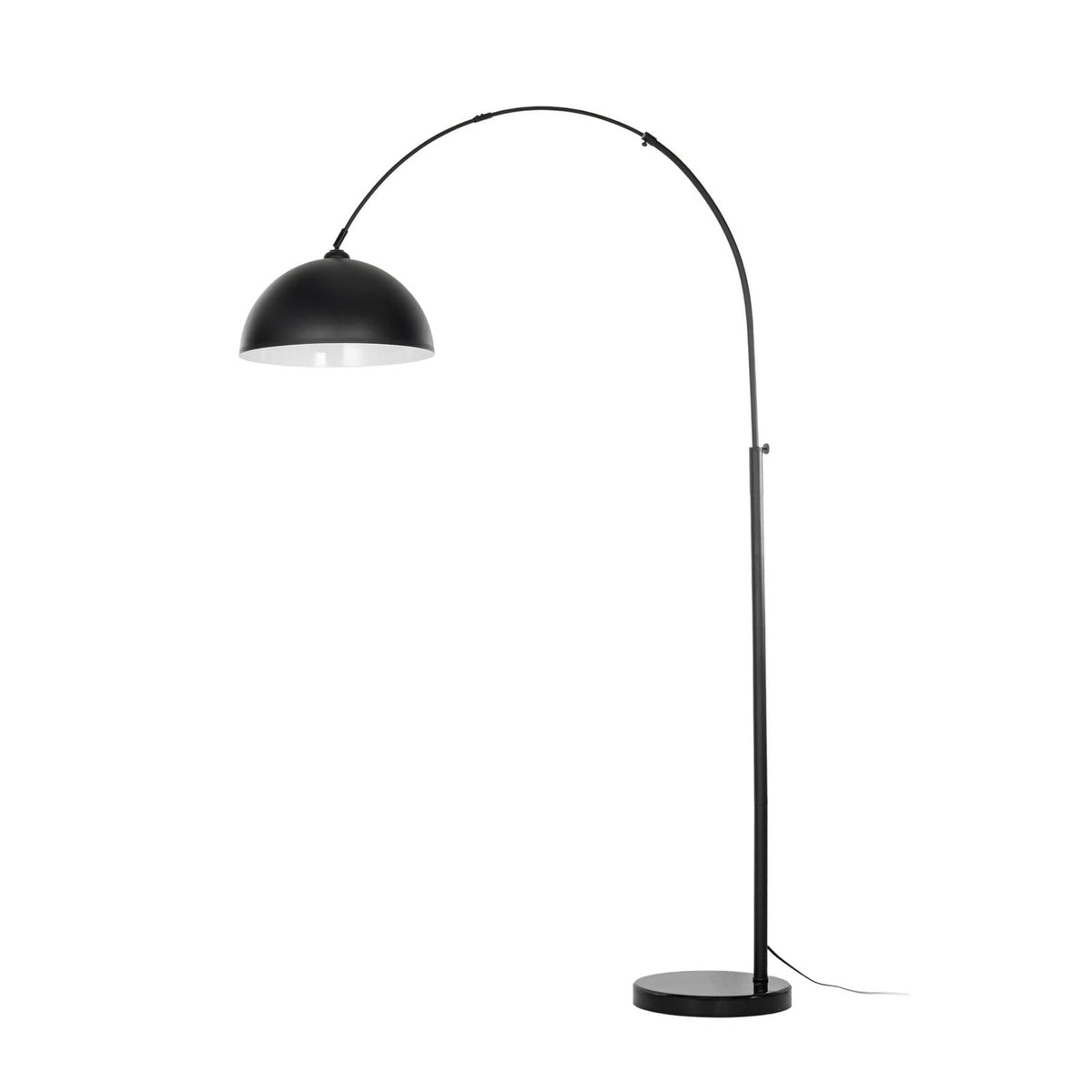Lucande Solenne arc lamp, black, marble base, metal