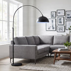 Lucande Solenne arc lamp, black, marble base, metal