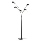 Lucande Jewa floor lamp, black, metal, 5-bulb