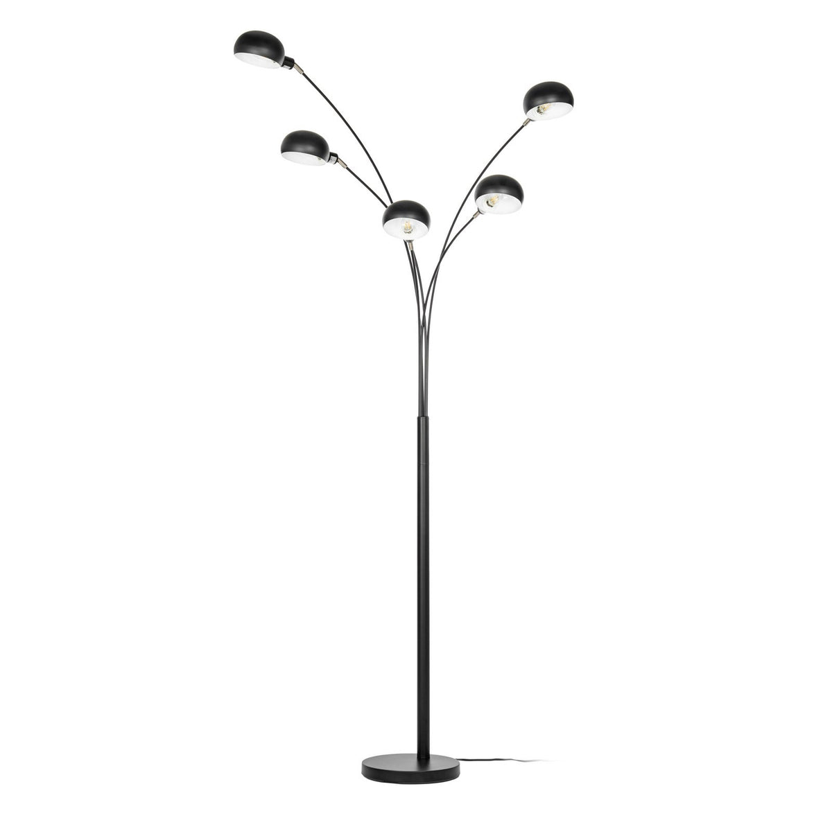 Lucande Jewa floor lamp, black, metal, 5-bulb