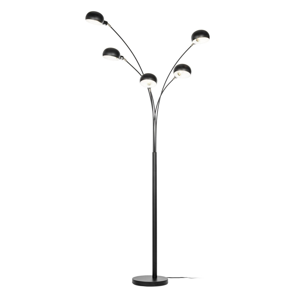 Lucande Jewa floor lamp, black, metal, 5-bulb