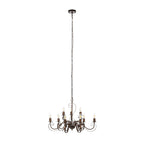 Lucande Caleb chandelier, 9-bulb, rust-coloured, metal
