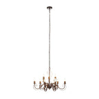 Lucande Caleb chandelier, 9-bulb, rust-coloured, metal