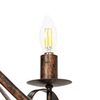 Lucande Caleb chandelier, 9-bulb, rust-coloured, metal