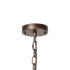 Lucande Caleb chandelier, 9-bulb, rust-coloured, metal