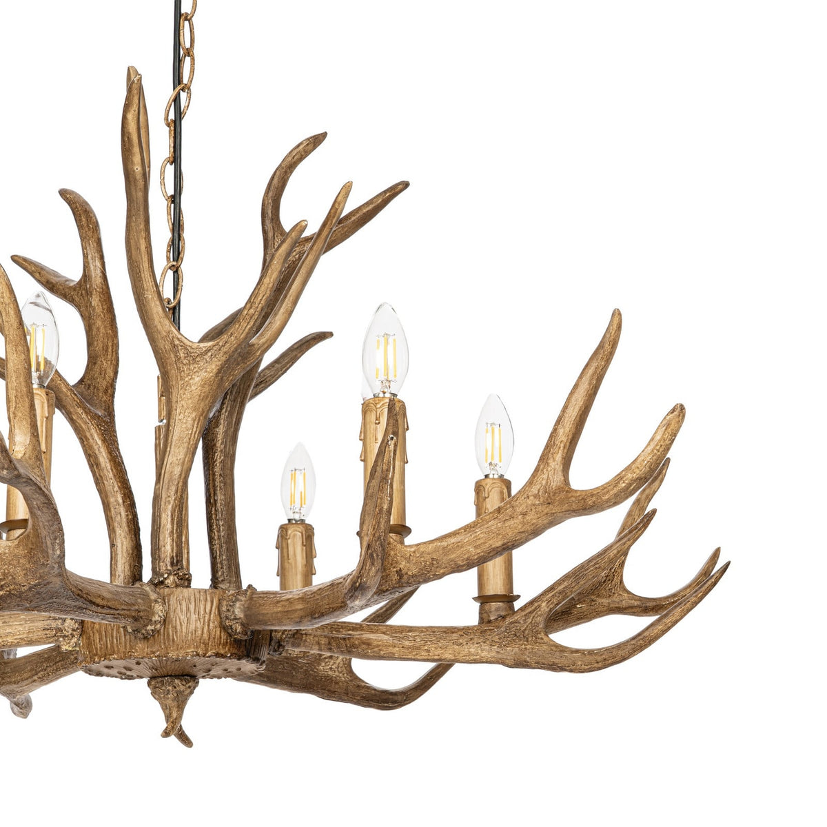Lucande Tejask pendant light, Ø 38.78 in, 6-bulb, antler