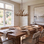 Lucande Tejask pendant light, Ø 38.78 in, 6-bulb, antler