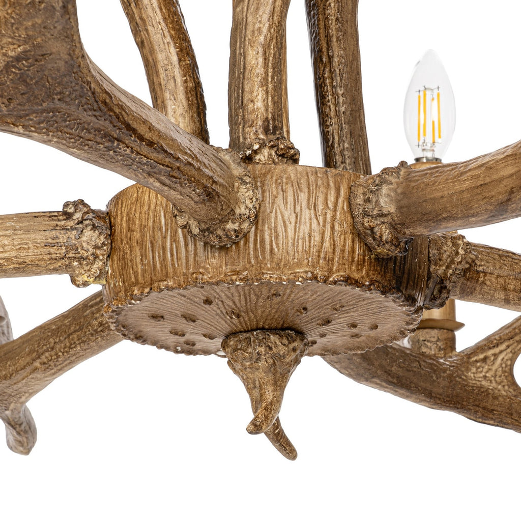 Lucande Tejask pendant light, Ø 38.78 in, 6-bulb, antler
