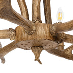 Lucande Tejask pendant light, Ø 38.78 in, 6-bulb, antler