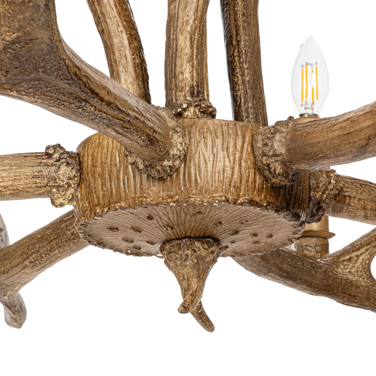 Lucande Tejask pendant light, Ø 38.78 in, 6-bulb, antler