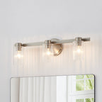 Thesis Bedminster bathroom wall lamp, nickel, 3-bulb, 24 in, metal