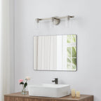 Thesis Bedminster bathroom wall lamp, nickel, 3-bulb, 24 in, metal