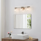 Thesis Bedminster bathroom wall lamp, nickel, 3-bulb, 24 in, metal