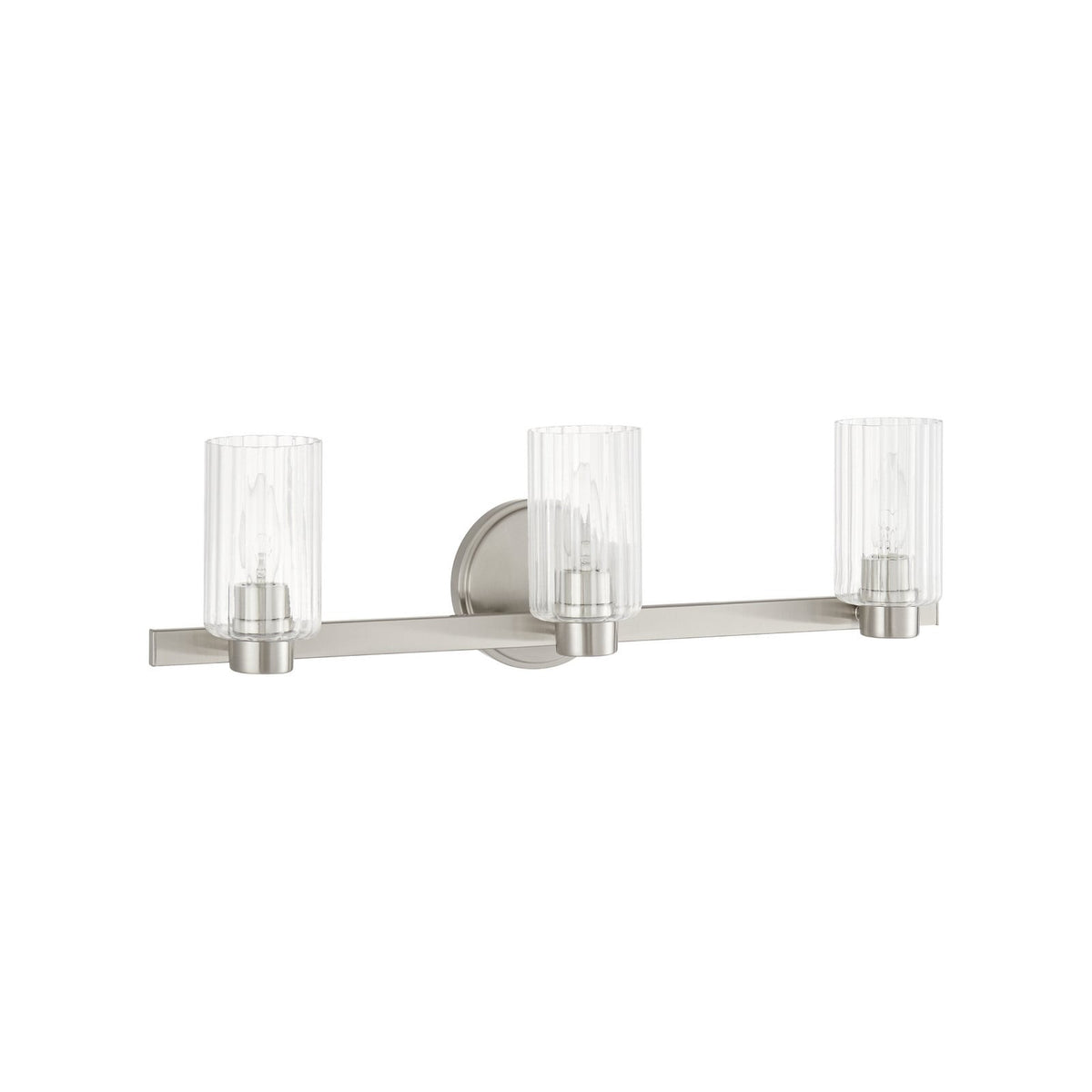 Thesis Bedminster bathroom wall lamp, nickel, 3-bulb, 24 in, metal