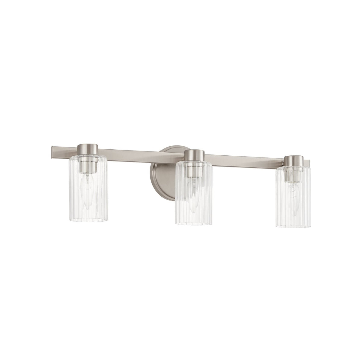 Thesis Bedminster bathroom wall lamp, nickel, 3-bulb, 24 in, metal