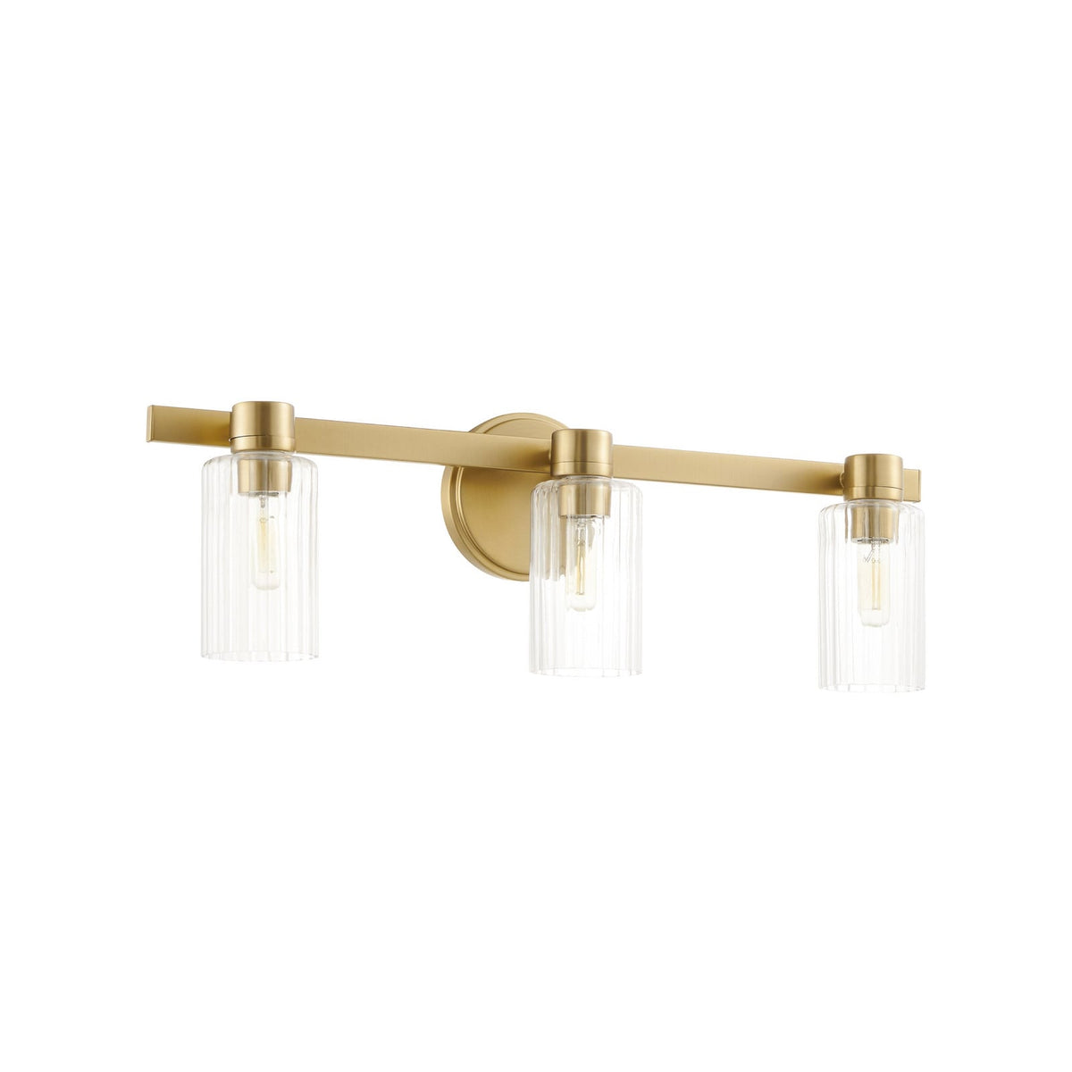 Thesis Bedminster bathroom wall lamp, gold, 3-bulb, 24 in, metal