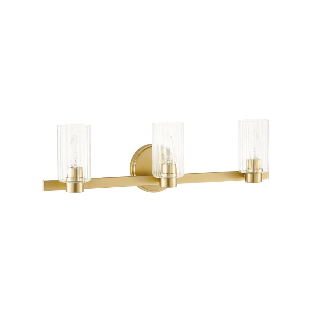 Thesis Bedminster bathroom wall lamp, gold, 3-bulb, 24 in, metal