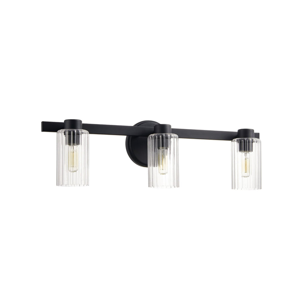 Thesis Bedminster bathroom wall lamp, black, 3-bulb, 24 in, metal