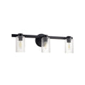 Thesis Bedminster bathroom wall lamp, black, 3-bulb, 24 in, metal