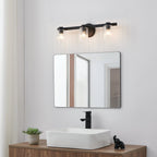 Thesis Bedminster bathroom wall lamp, black, 3-bulb, 24 in, metal