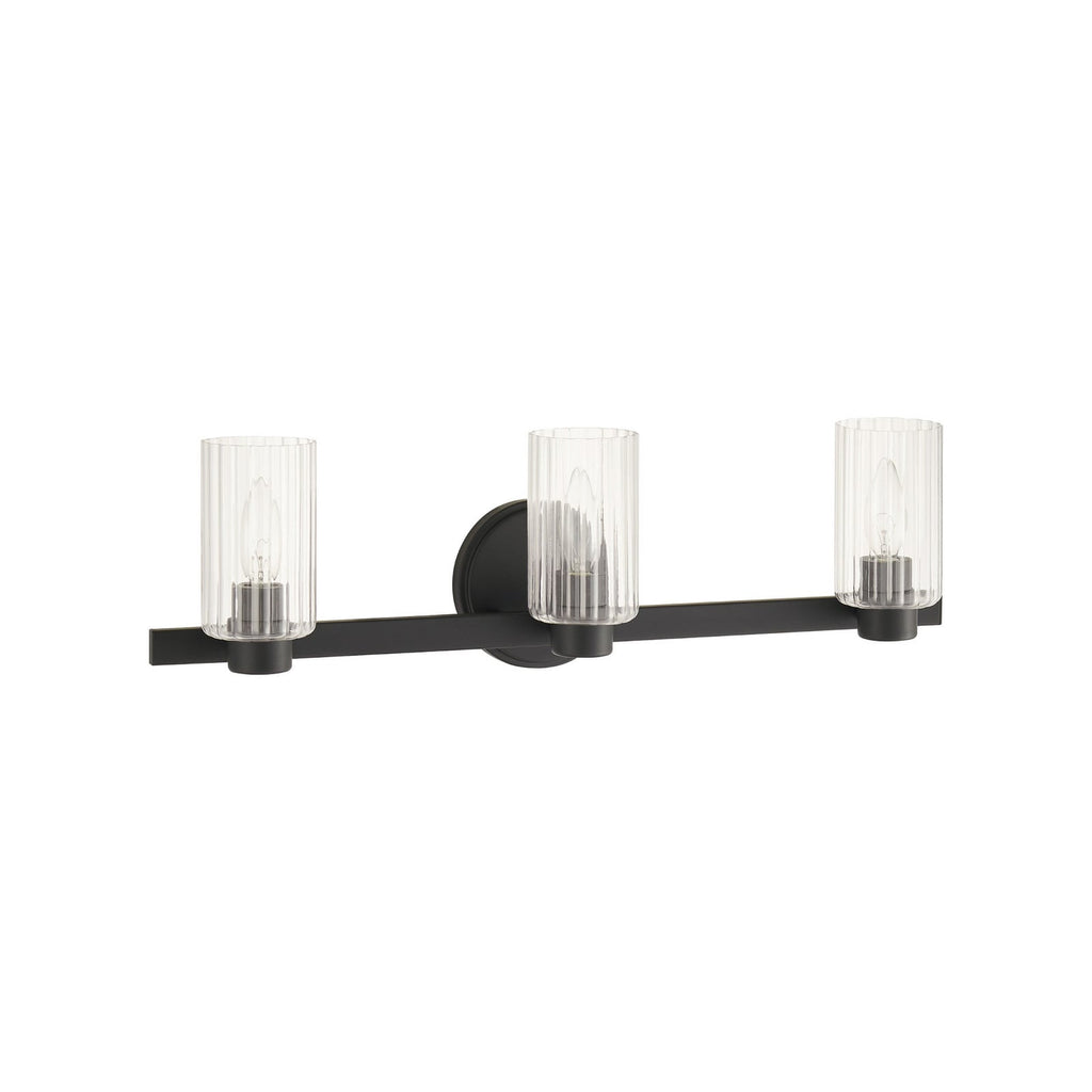 Thesis Bedminster bathroom wall lamp, black, 3-bulb, 24 in, metal