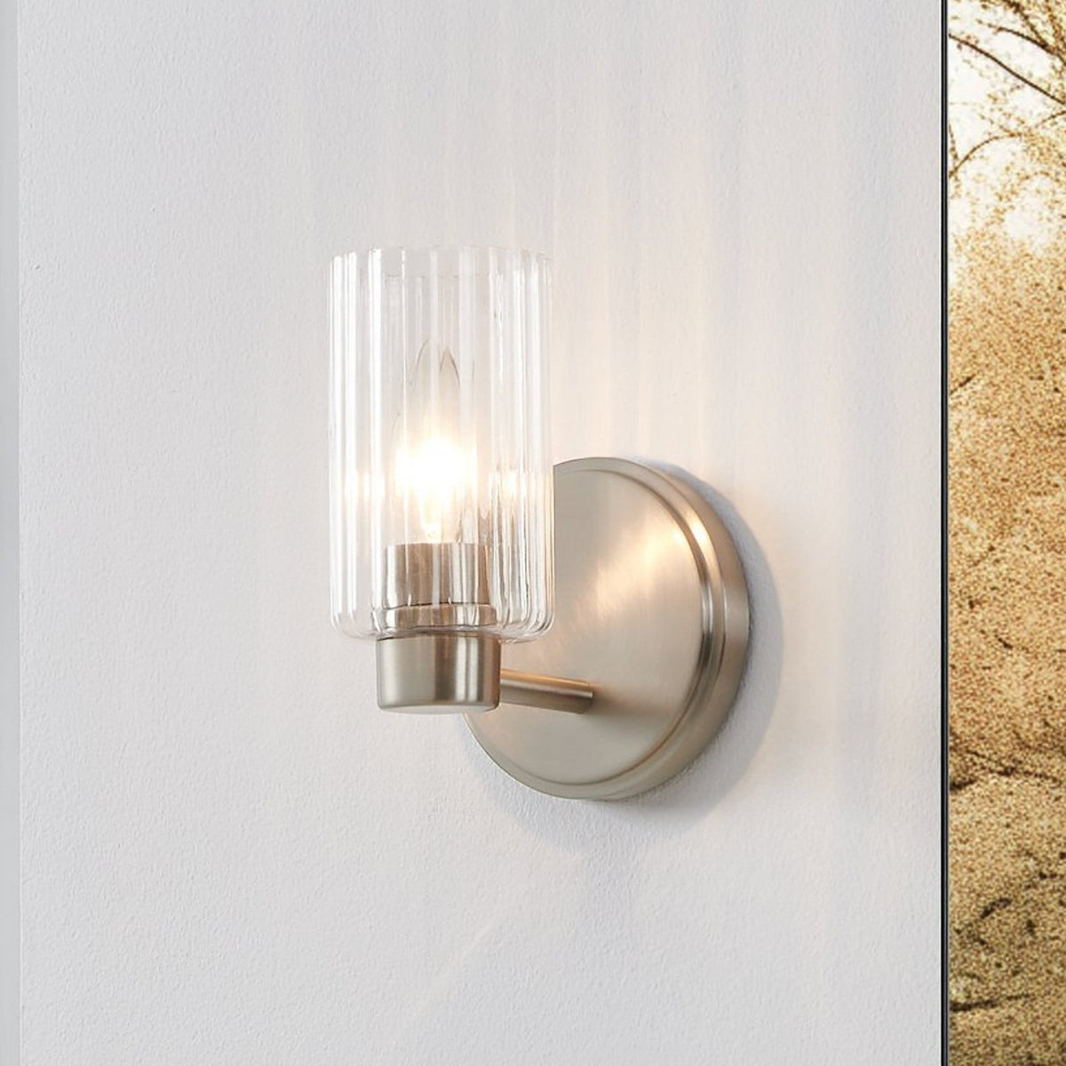 Thesis Bedminster bathroom wall lamp, nickel, 1-bulb, 5-inch metal