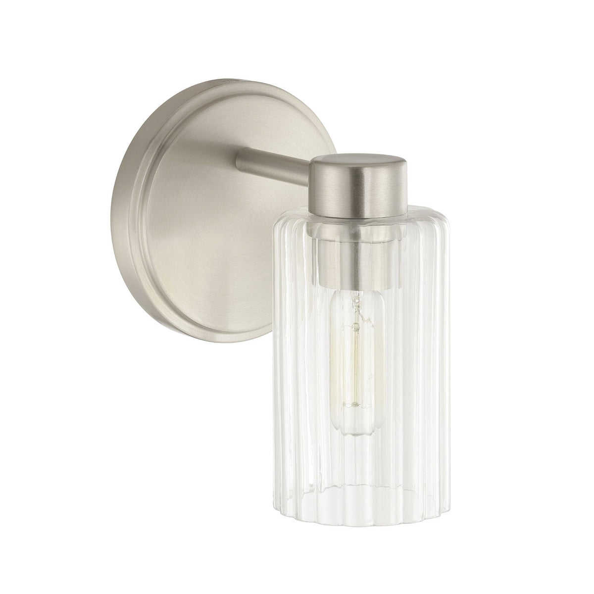 Thesis Bedminster bathroom wall lamp, nickel, 1-bulb, 5-inch metal