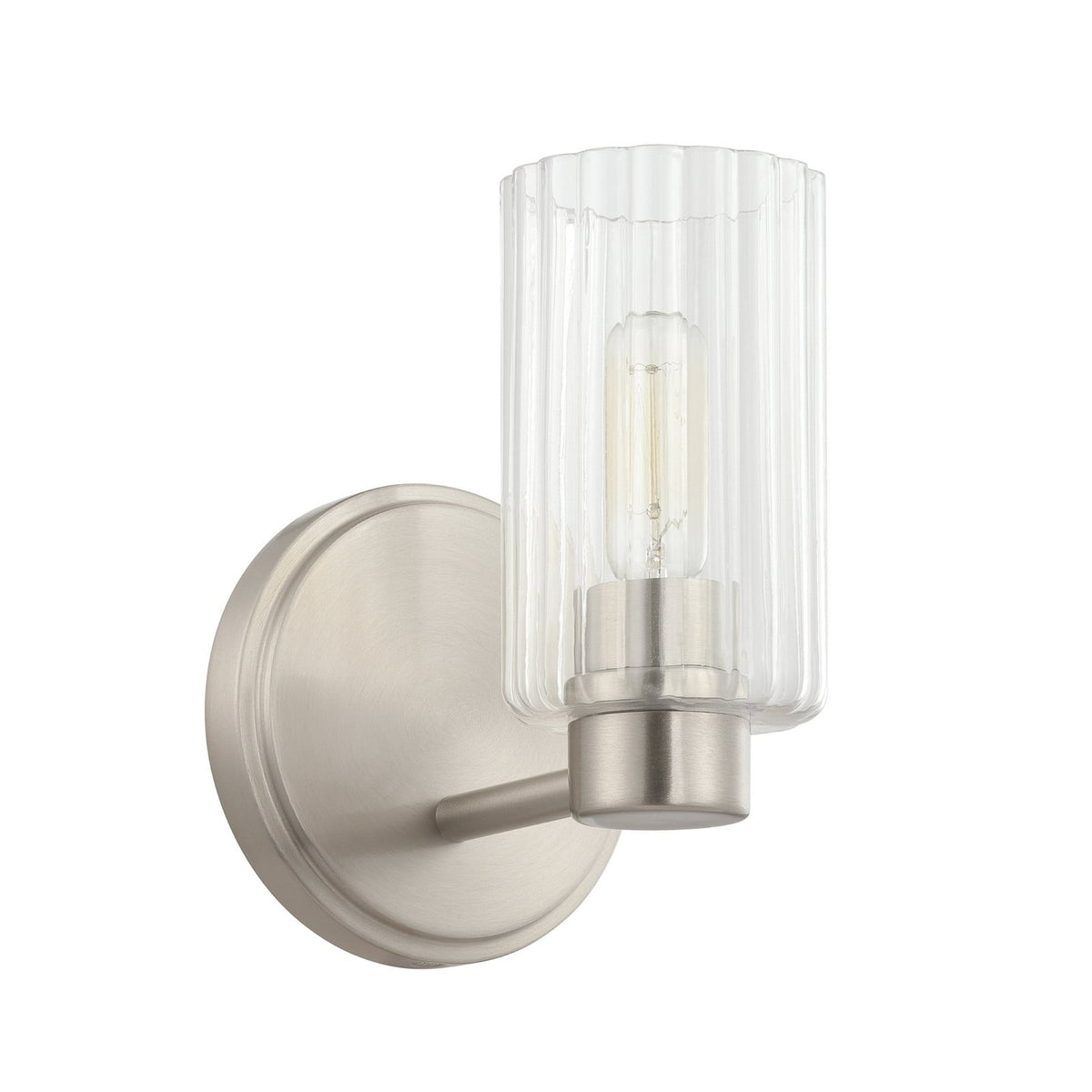 Thesis Bedminster bathroom wall lamp, nickel, 1-bulb, 5-inch metal
