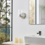 Thesis Bedminster bathroom wall lamp, nickel, 1-bulb, 5-inch metal