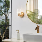 Thesis Bedminster bathroom wall lamp, gold, 1-bulb, 5 in, metal
