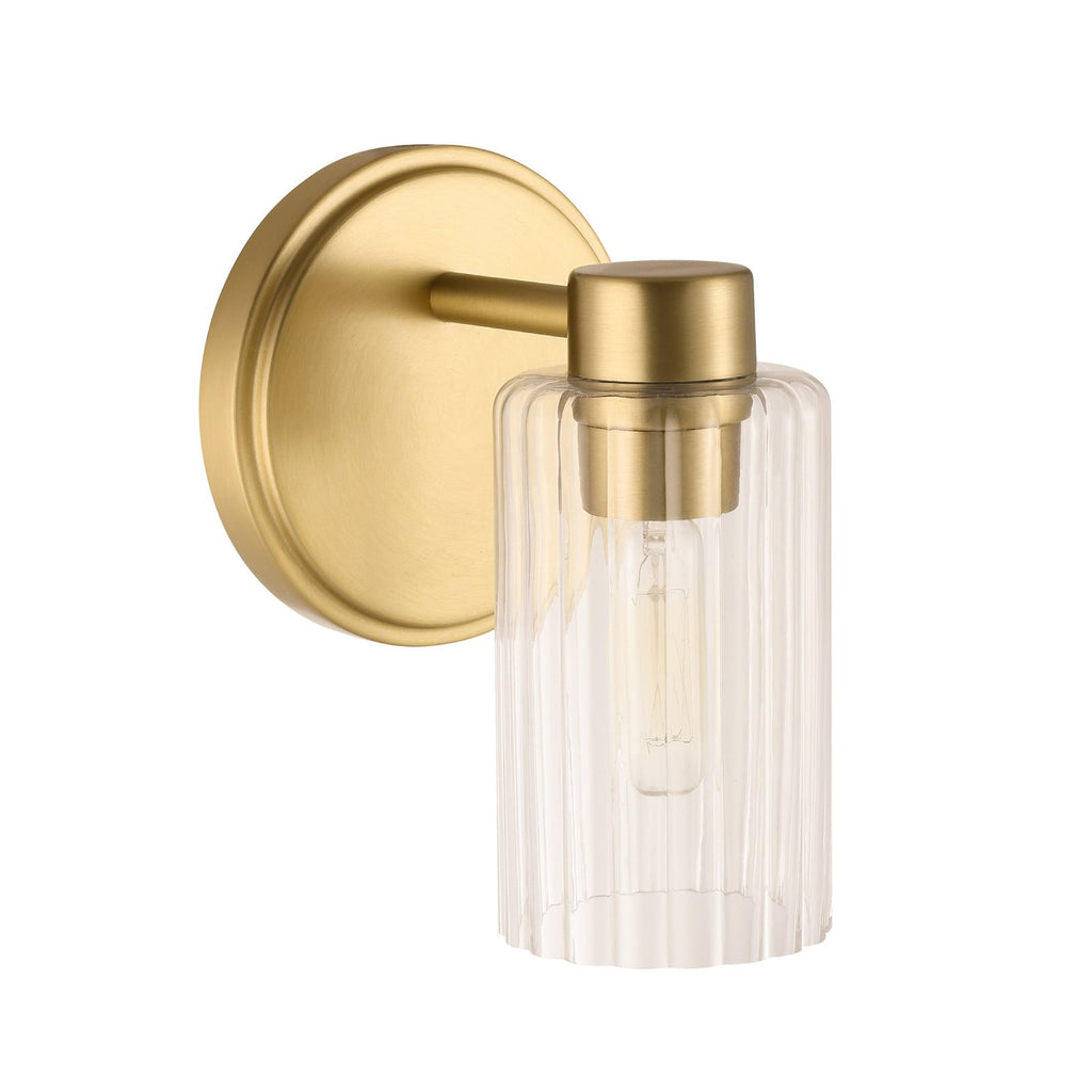 Thesis Bedminster bathroom wall lamp, gold, 1-bulb, 5 in, metal