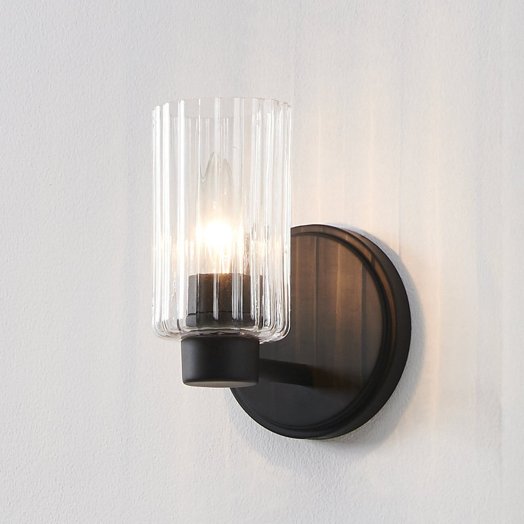 Thesis Bedminster bathroom wall lamp, black, 1-bulb, 5-inch, metal